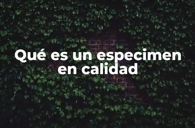 Qué es un Especimen en Calidad