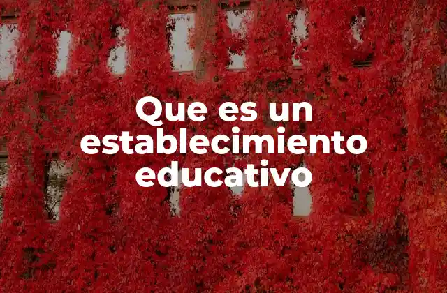 Que es un Establecimiento Educativo