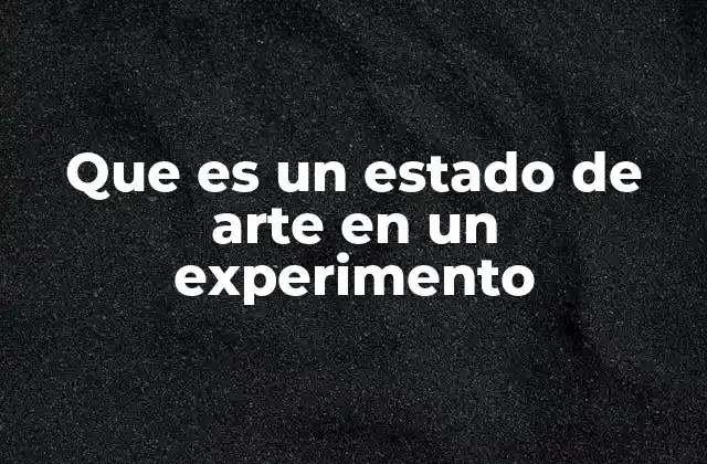Que es un Estado de Arte en un Experimento