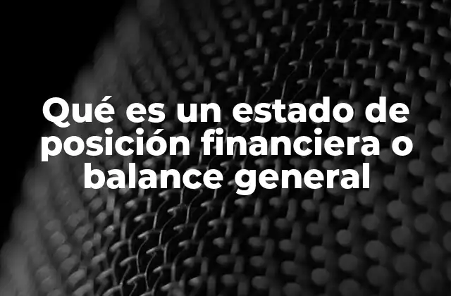 Qué es un Estado de Posición Financiera o Balance General