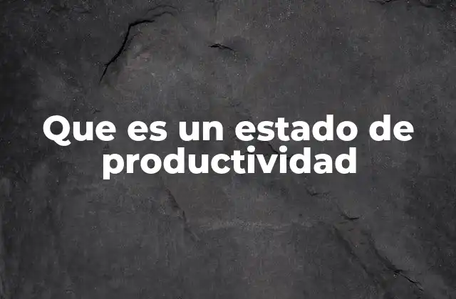 Que es un Estado de Productividad