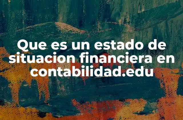 Que es un Estado de Situacion Financiera en Contabilidad.edu