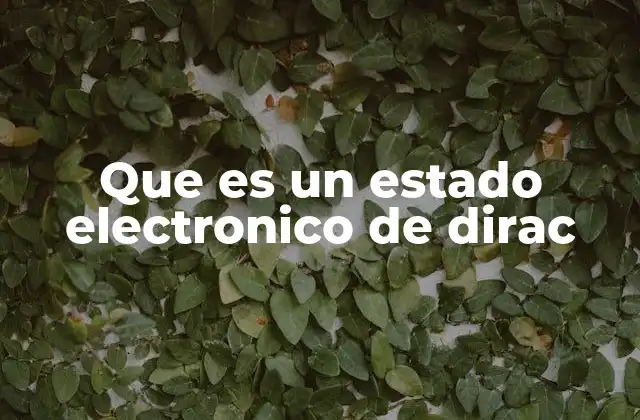 Que es un Estado Electronico de Dirac