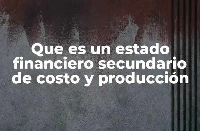 Que es un Estado Financiero Secundario de Costo y Producción