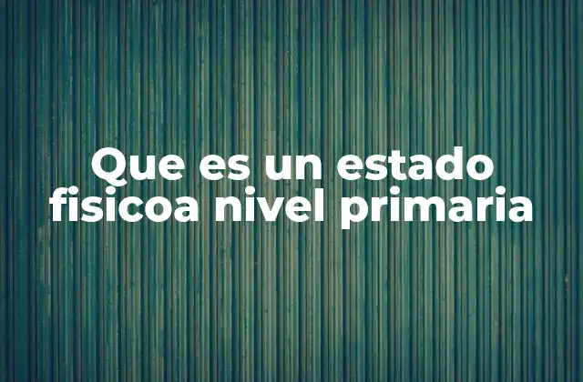 Que es un Estado Fisicoa Nivel Primaria
