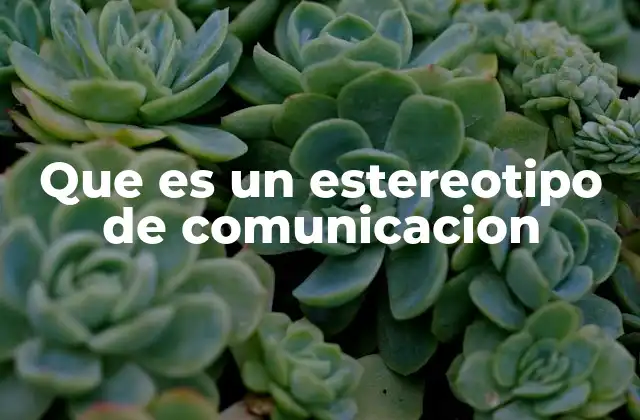 Que es un Estereotipo de Comunicacion
