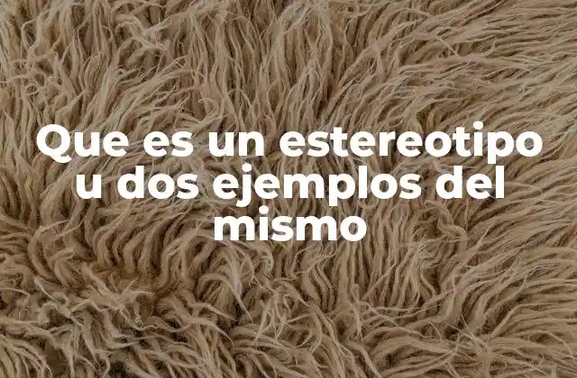 Que es un Estereotipo u Dos Ejemplos Del Mismo