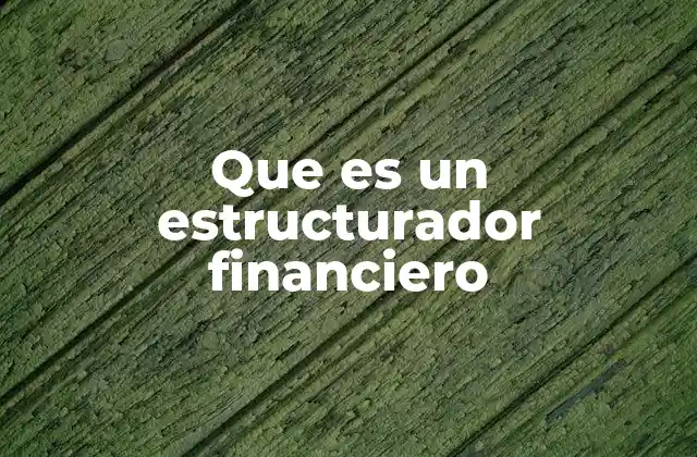 Que es un Estructurador Financiero