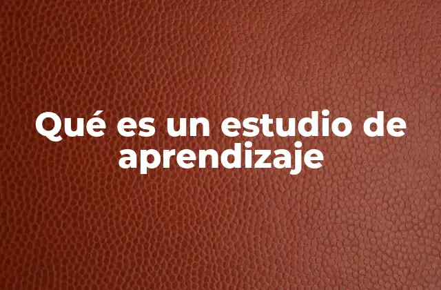 Qué es un Estudio de Aprendizaje