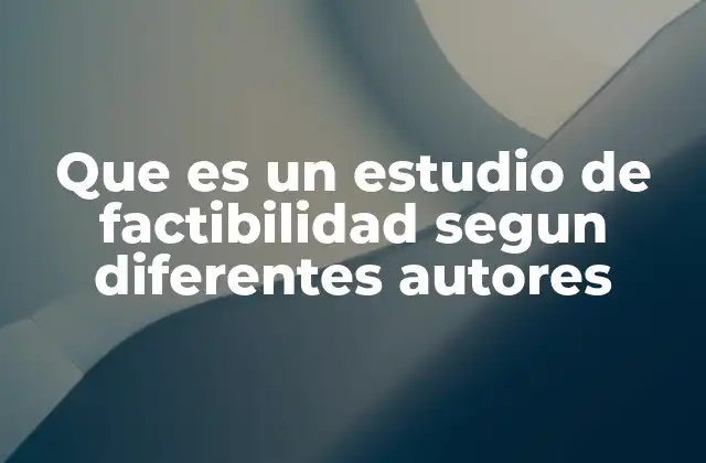 Que es un Estudio de Factibilidad Segun Diferentes Autores