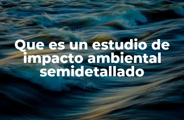 Que es un Estudio de Impacto Ambiental Semidetallado