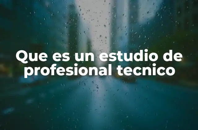 Que es un Estudio de Profesional Tecnico