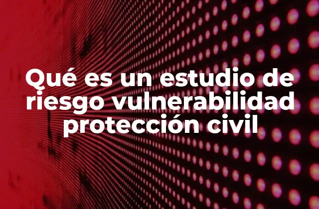 Qué es un Estudio de Riesgo Vulnerabilidad Protección Civil