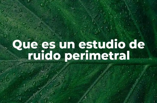 Que es un Estudio de Ruido Perimetral