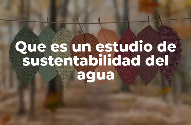 Que es un Estudio de Sustentabilidad Del Agua