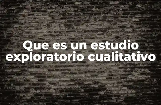 Que es un Estudio Exploratorio Cualitativo