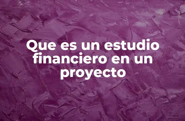 Que es un Estudio Financiero en un Proyecto