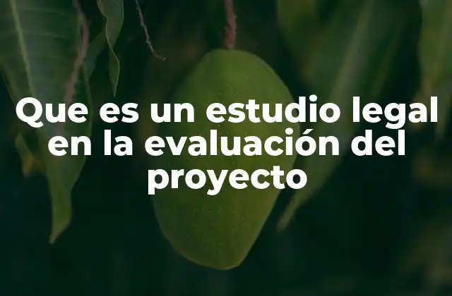 Que es un Estudio Legal en la Evaluación Del Proyecto