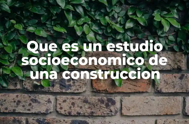 Que es un Estudio Socioeconomico de una Construccion
