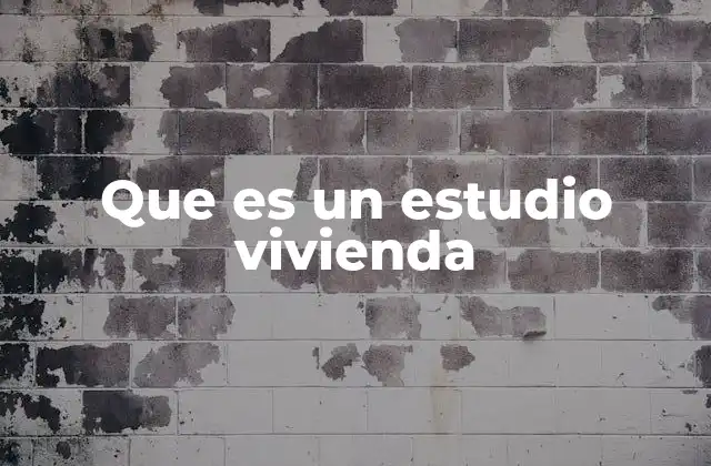 Que es un Estudio Vivienda