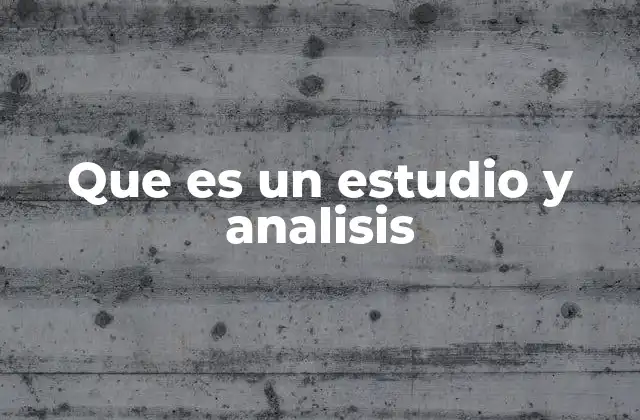 Que es un Estudio y Analisis