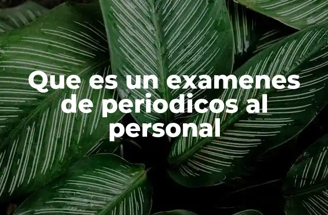 Que es un Examenes de Periodicos Al Personal