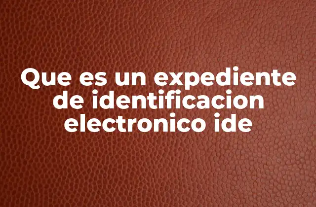 Que es un Expediente de Identificacion Electronico Ide