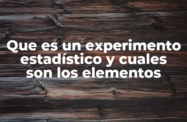 Que es un Experimento Estadístico y Cuales Son los Elementos