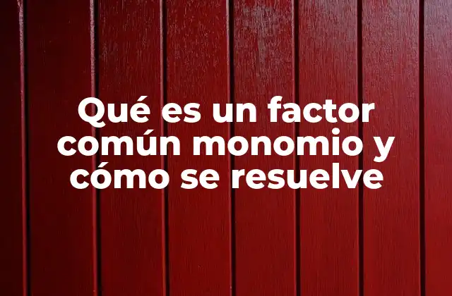 Qué es un Factor Común Monomio y Cómo Se Resuelve