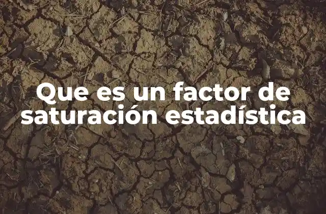 Que es un Factor de Saturación Estadística