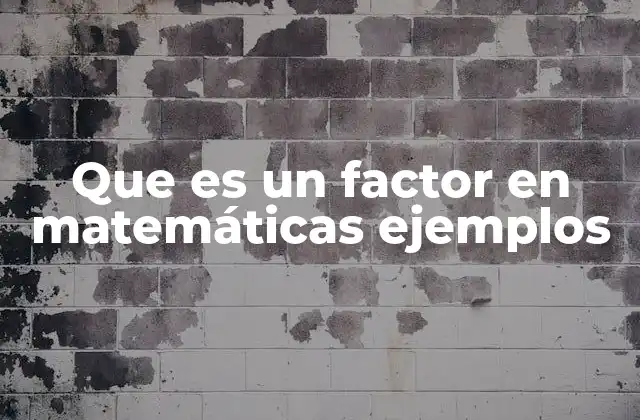 Que es un Factor en Matemáticas Ejemplos