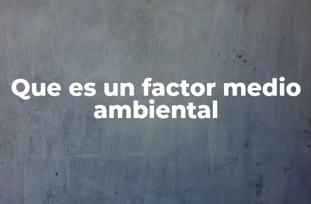 Que es un Factor Medio Ambiental