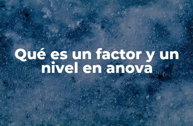 Qué es un Factor y un Nivel en Anova