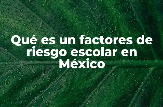 Qué es un Factores de Riesgo Escolar en México