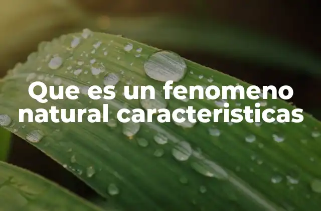Que es un Fenomeno Natural Caracteristicas