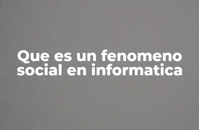 Que es un Fenomeno Social en Informatica