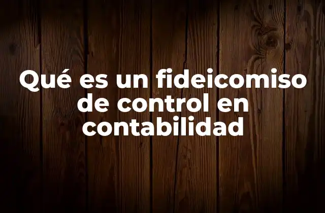 Qué es un Fideicomiso de Control en Contabilidad