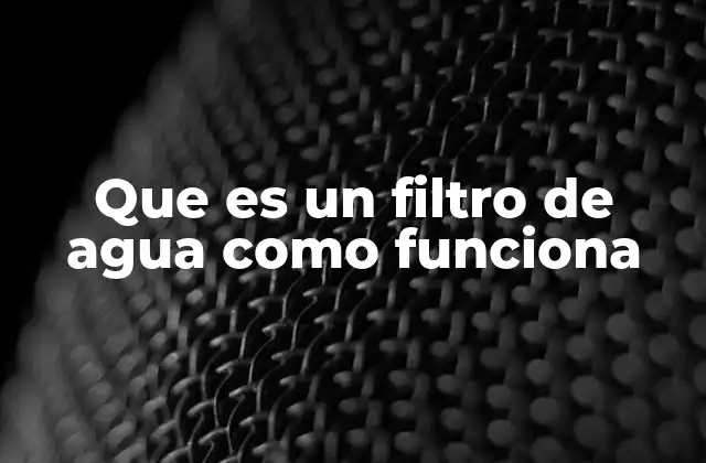 Que es un Filtro de Agua como Funciona