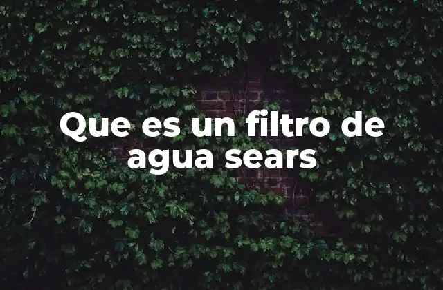 Que es un Filtro de Agua Sears