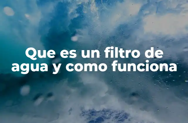 Que es un Filtro de Agua y como Funciona