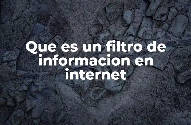 Que es un Filtro de Informacion en Internet