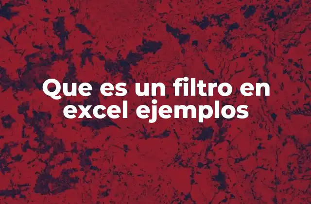 Que es un Filtro en Excel Ejemplos