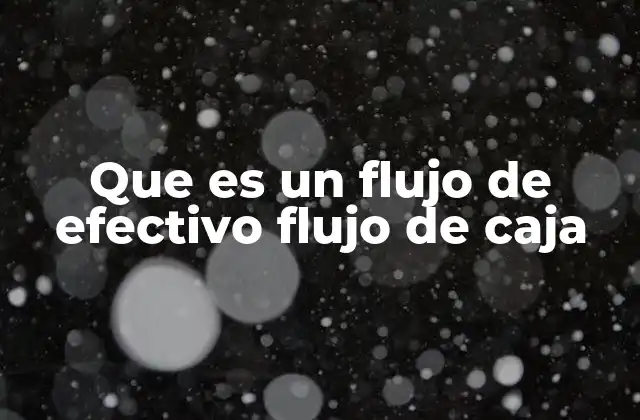 Que es un Flujo de Efectivo Flujo de Caja