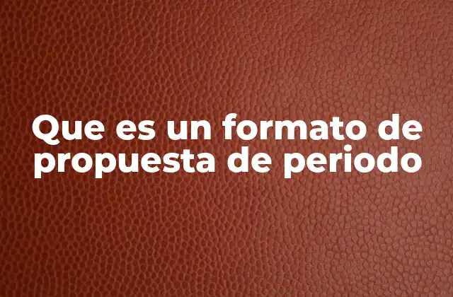 Que es un Formato de Propuesta de Periodo