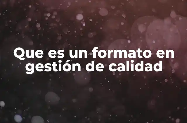 Que es un Formato en Gestión de Calidad 2 La importancia de los formatos en el control de procesos