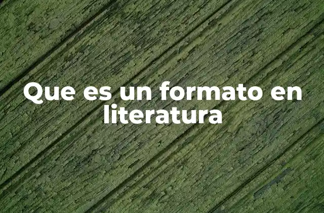Que es un Formato en Literatura