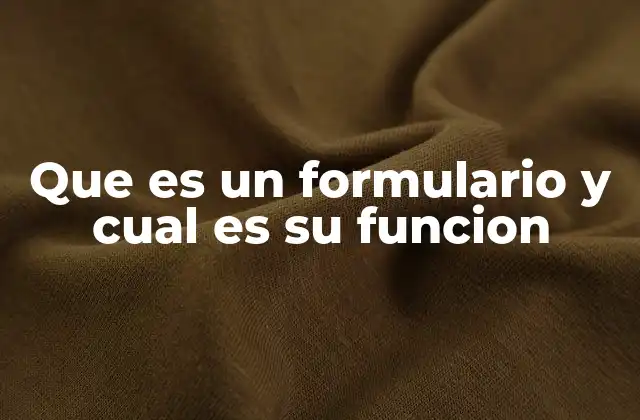 Que es un Formulario y Cual es Su Funcion