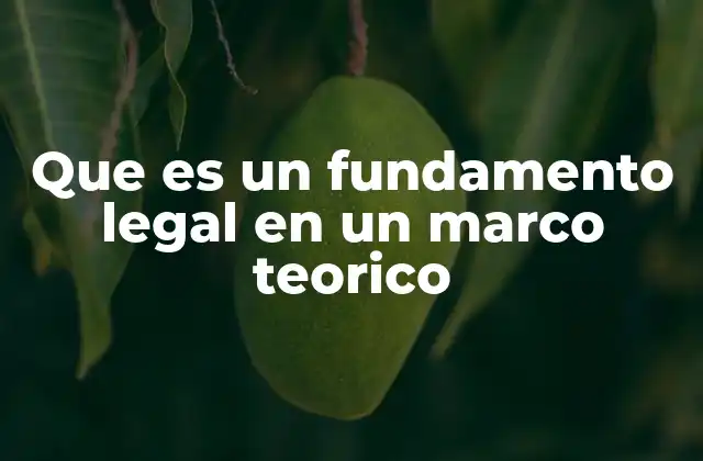 Que es un Fundamento Legal en un Marco Teorico