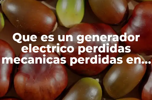 Que es un Generador Electrico Perdidas Mecanicas Perdidas en Devanados