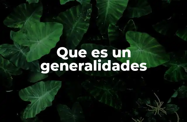 Que es un Generalidades